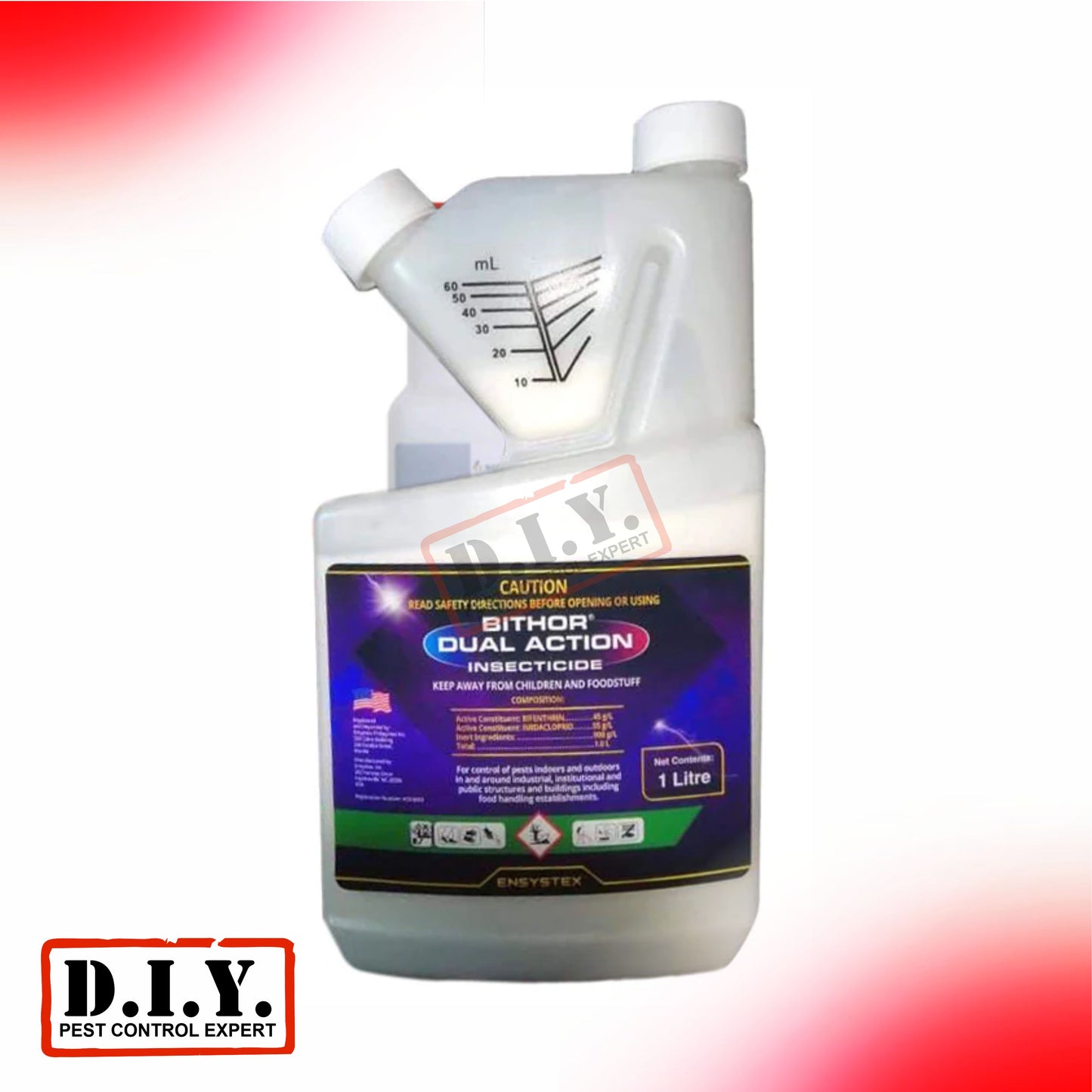 Bithor Dual Action | Bifenthrin | Imidacloprid | Cockroach & Fly Control - 1 liter