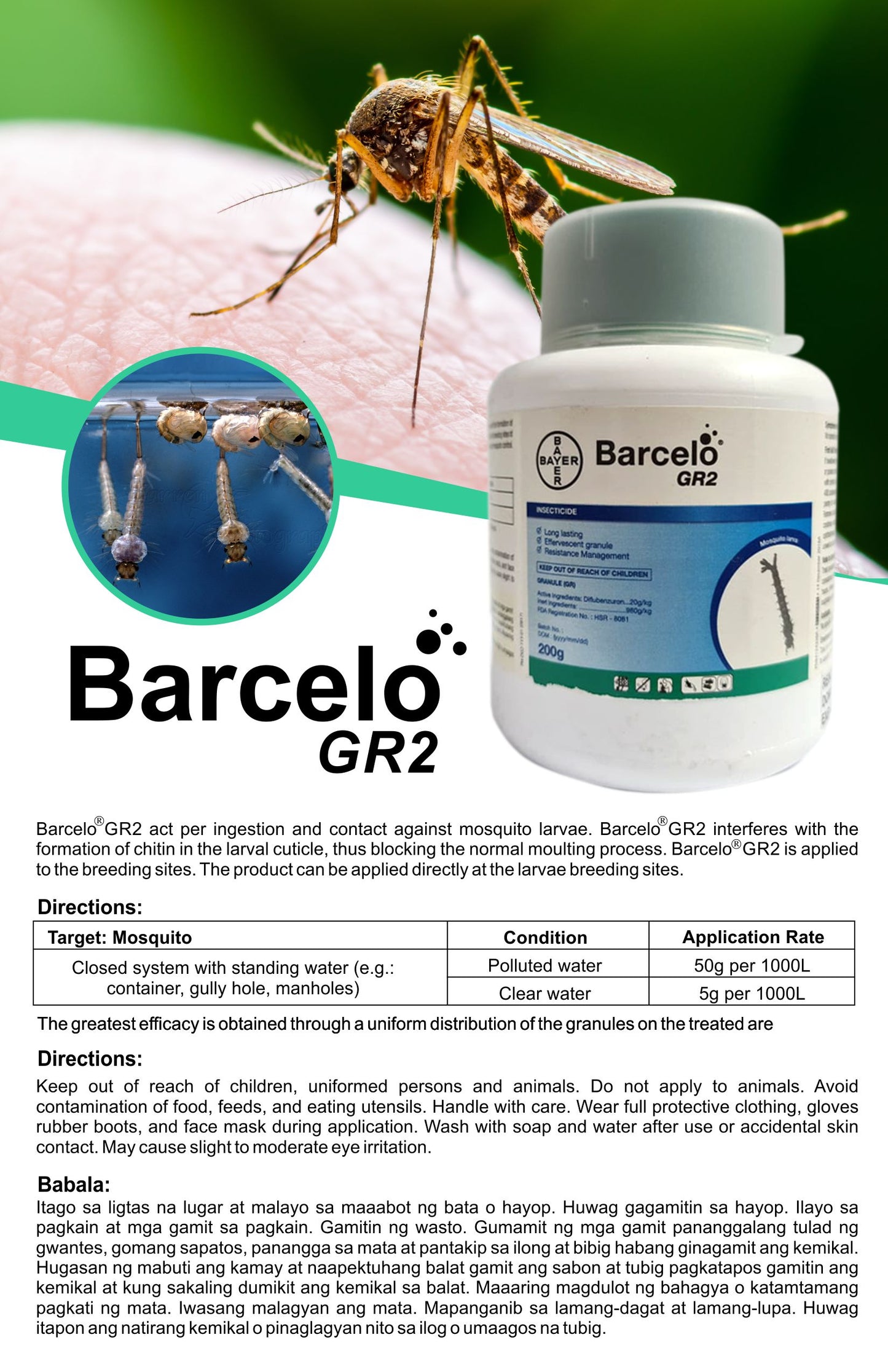 Barcelo GR2 Effervescent Granules Larvicide (Mosquito Dengue and Malaria Control)